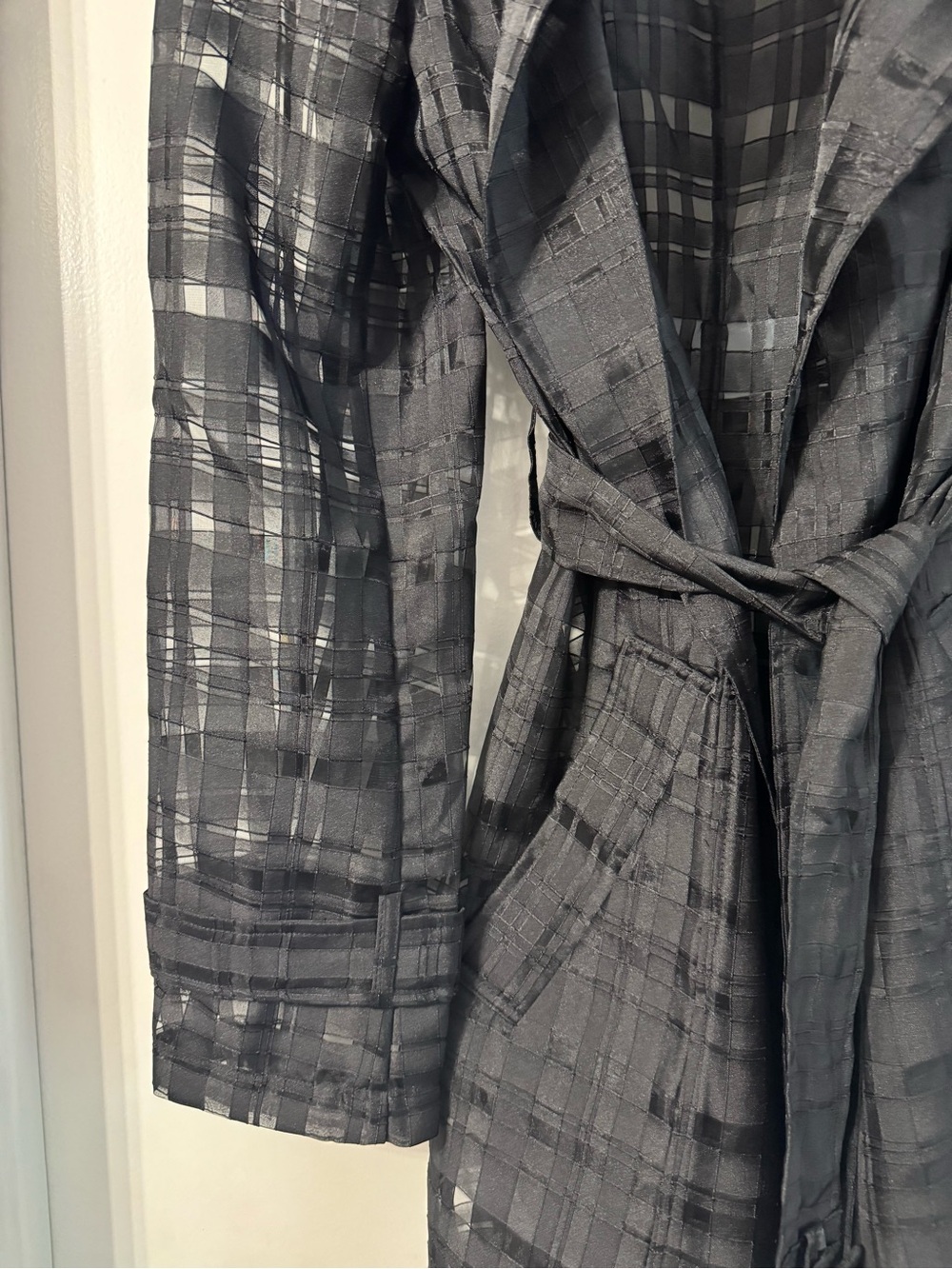 WHBM Black Sheer Trench Coat with Belt - Picture 2 of 5